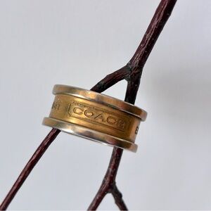 Coach Est. 1941 Gold-Tone Wide Band Ring Size 7-7.5